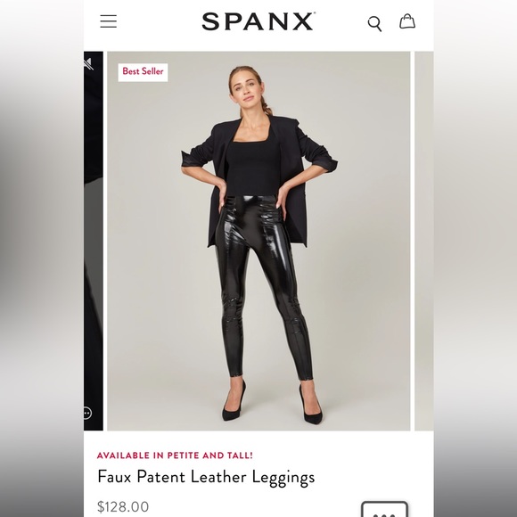 SPANX Faux Patent Leather Leggings - Classic Black - Size:L - Picture 1 of 2